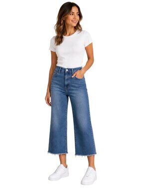 Womens Kut From the Kloth Blue (Item-14) Meg Fab AB Raw Hem Wide Leg Jean 0